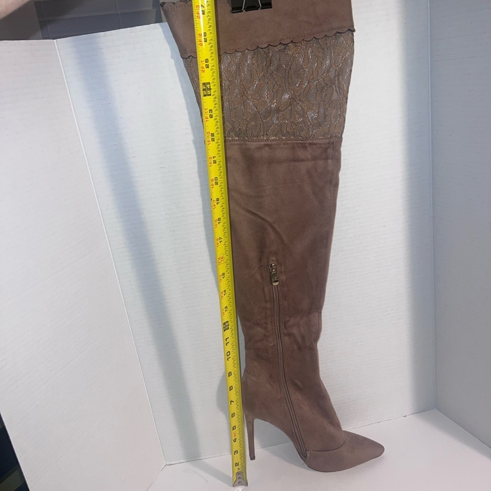 Over-the-Knee Stiletto Boots in Taupe - Picture 2 of 8